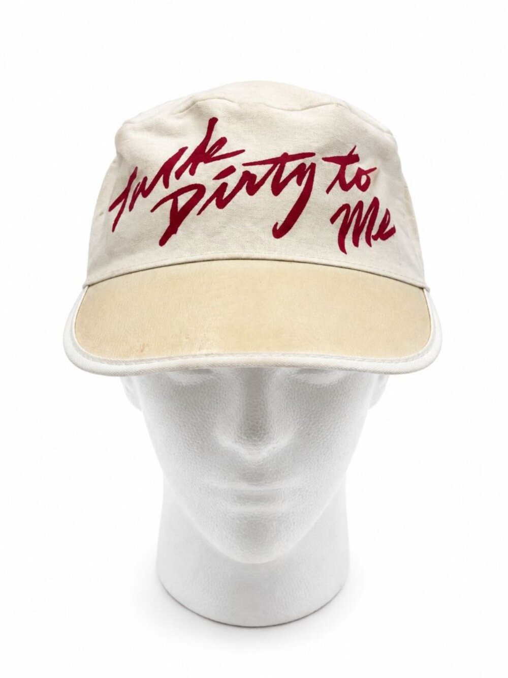 Vintage Unisex Talk Dirty To Me White & Red Cotton Cap Adjustable Pre-Owned